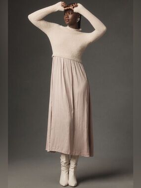 NWT avec les filles mixed media midi maxi dress Champaign pink